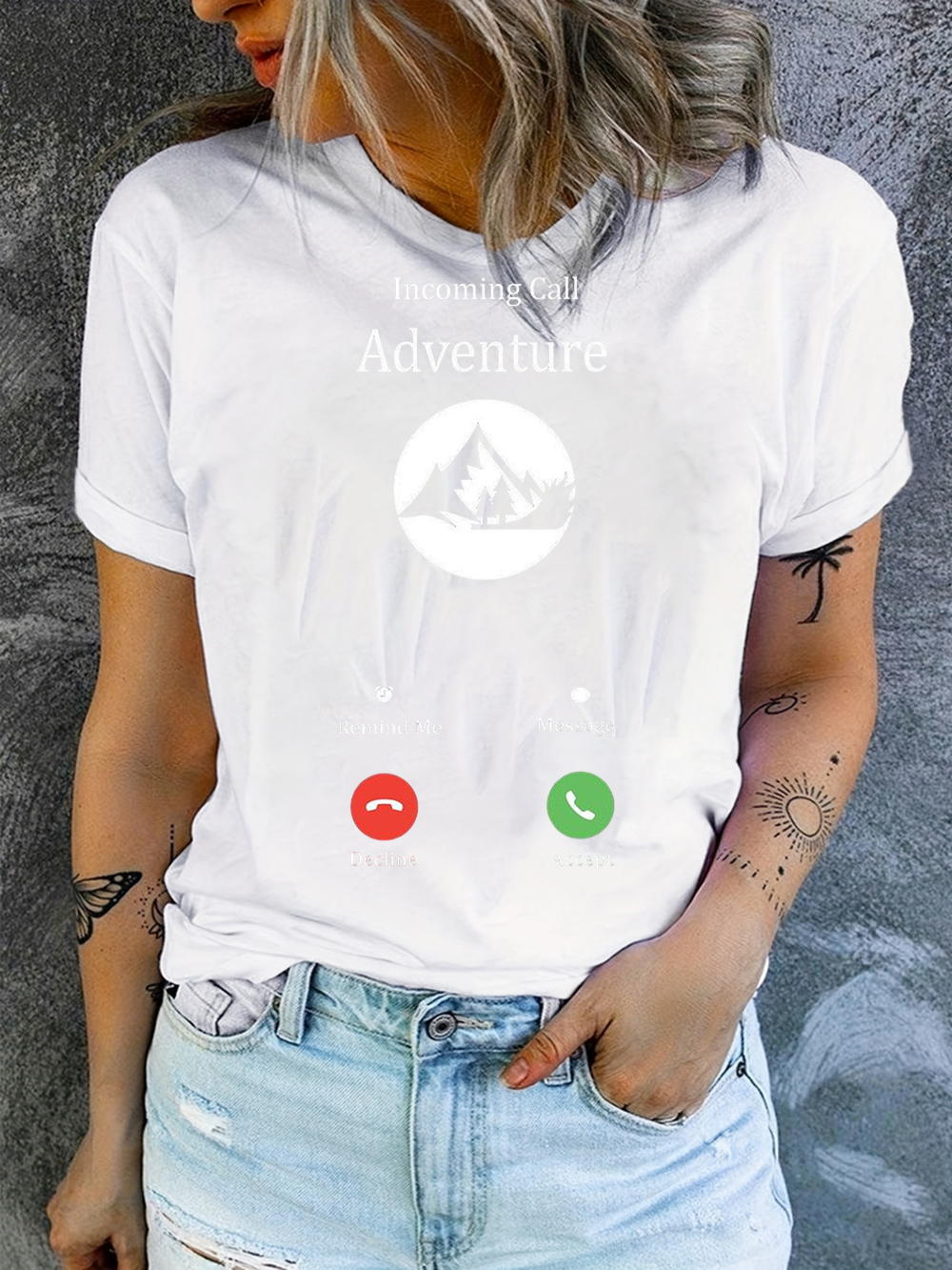 Outdoor Adventure Enthusiast - Adventure Call Print Crewneck Short Sleeve