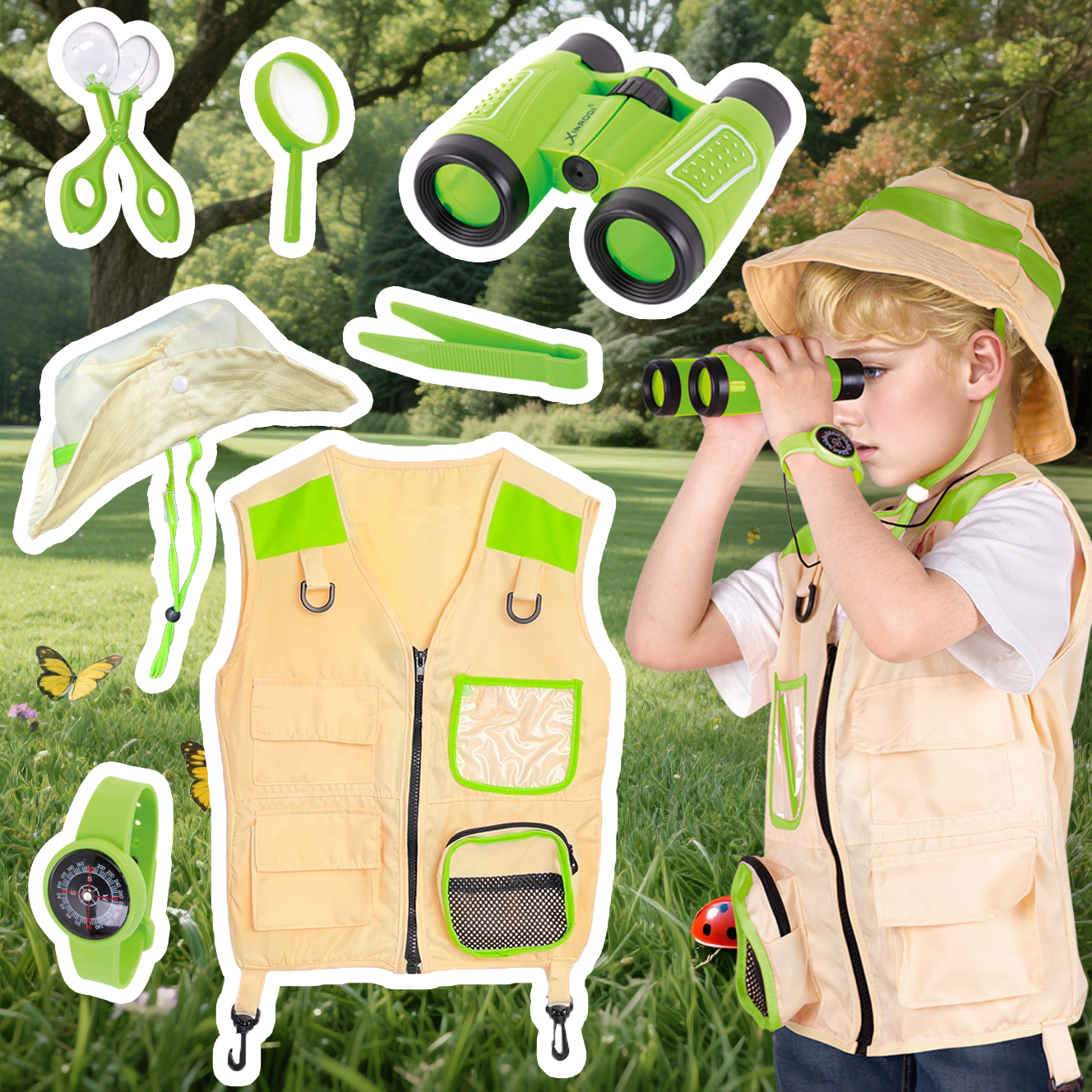 Outdoor Adventure Vest - 7-piece set of children's outdoor adventure