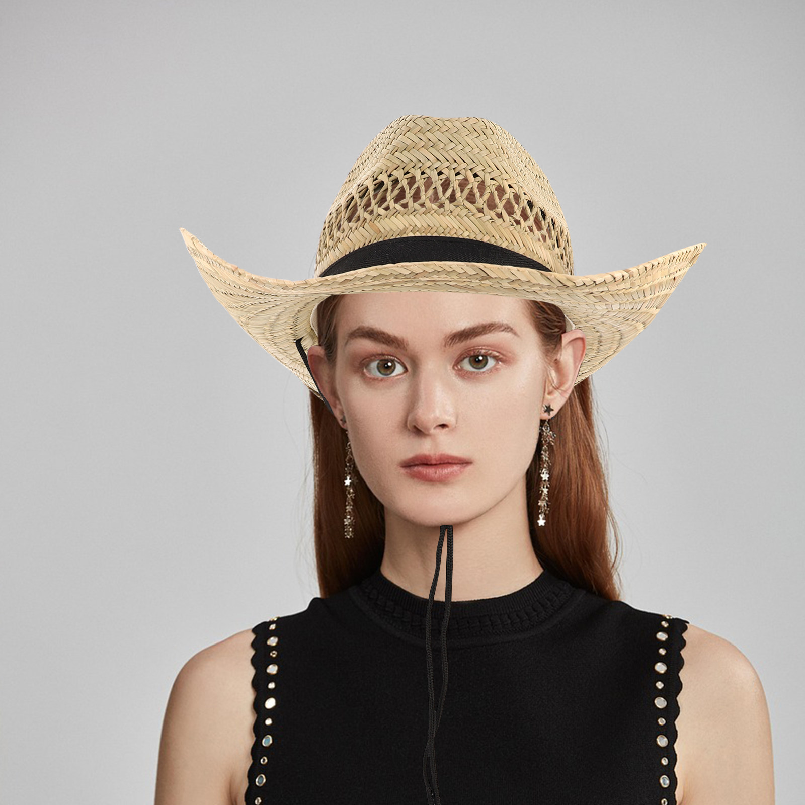 Straw Cowboy Hat Men Wide Brim - Outdoor Adventure Farm ulasan dan harga
