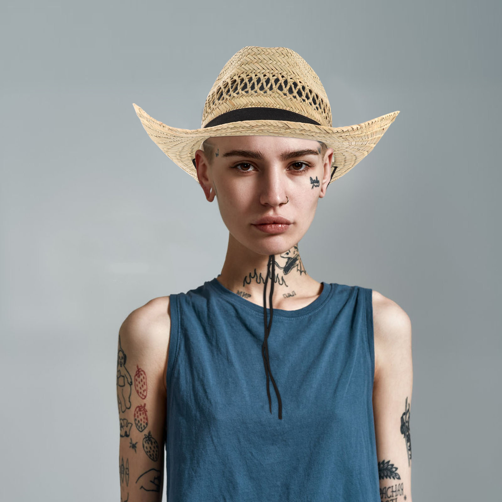 Straw Cowboy Hat Men Wide Brim - Outdoor Adventure Farm ulasan dan harga