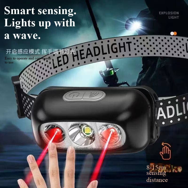 Strong light sensing headlamp, - Headlamp Waterproof Rechargeable ulasan dan harga