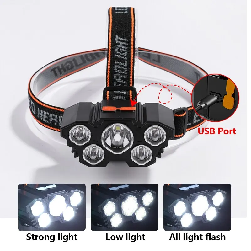 Rechargeable 5 LED Headlamp St - Headlamp Waterproof Rechargeable ulasan dan harga