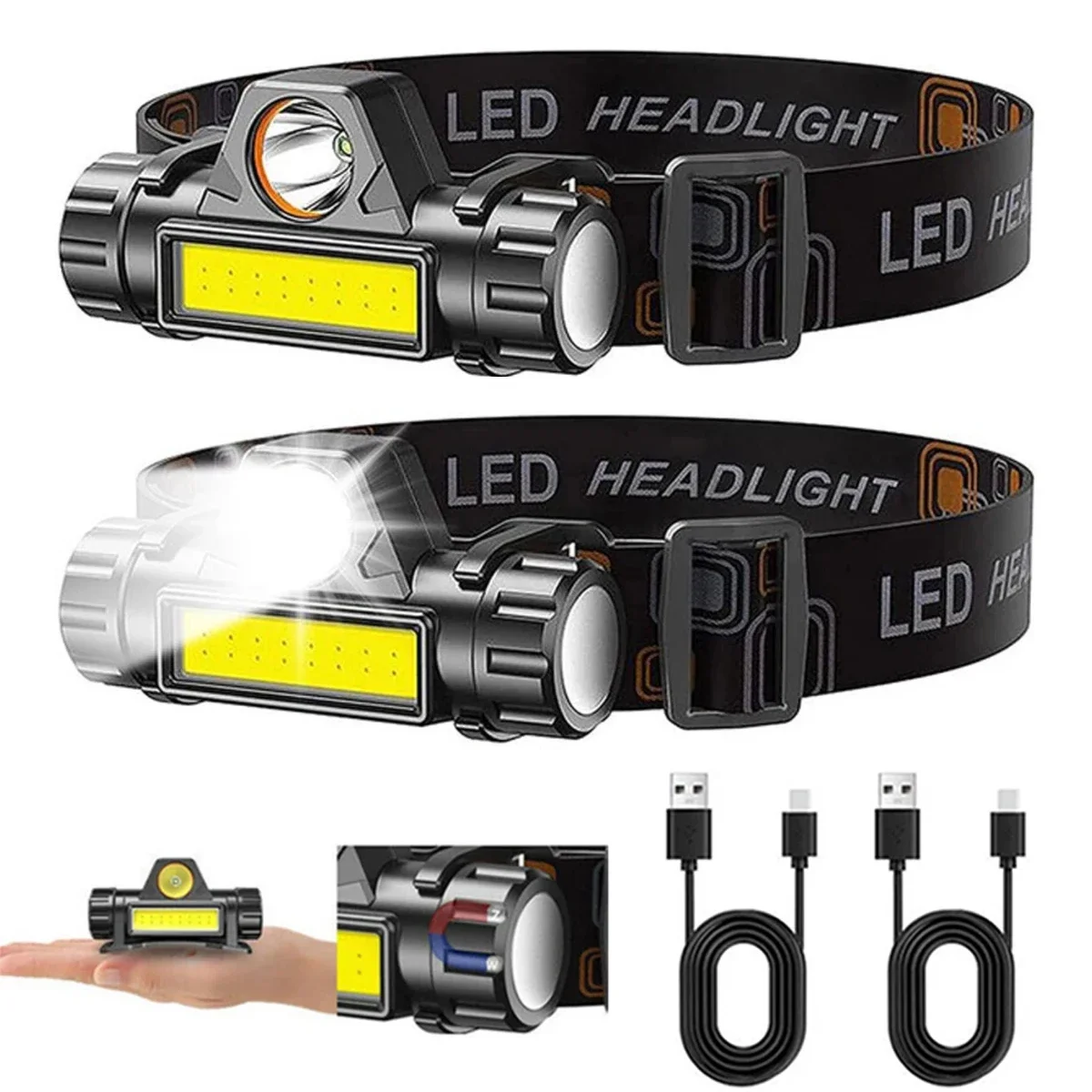 1-3PCS Rechargeable COB LED He - Headlamp Waterproof Rechargeable ulasan dan harga
