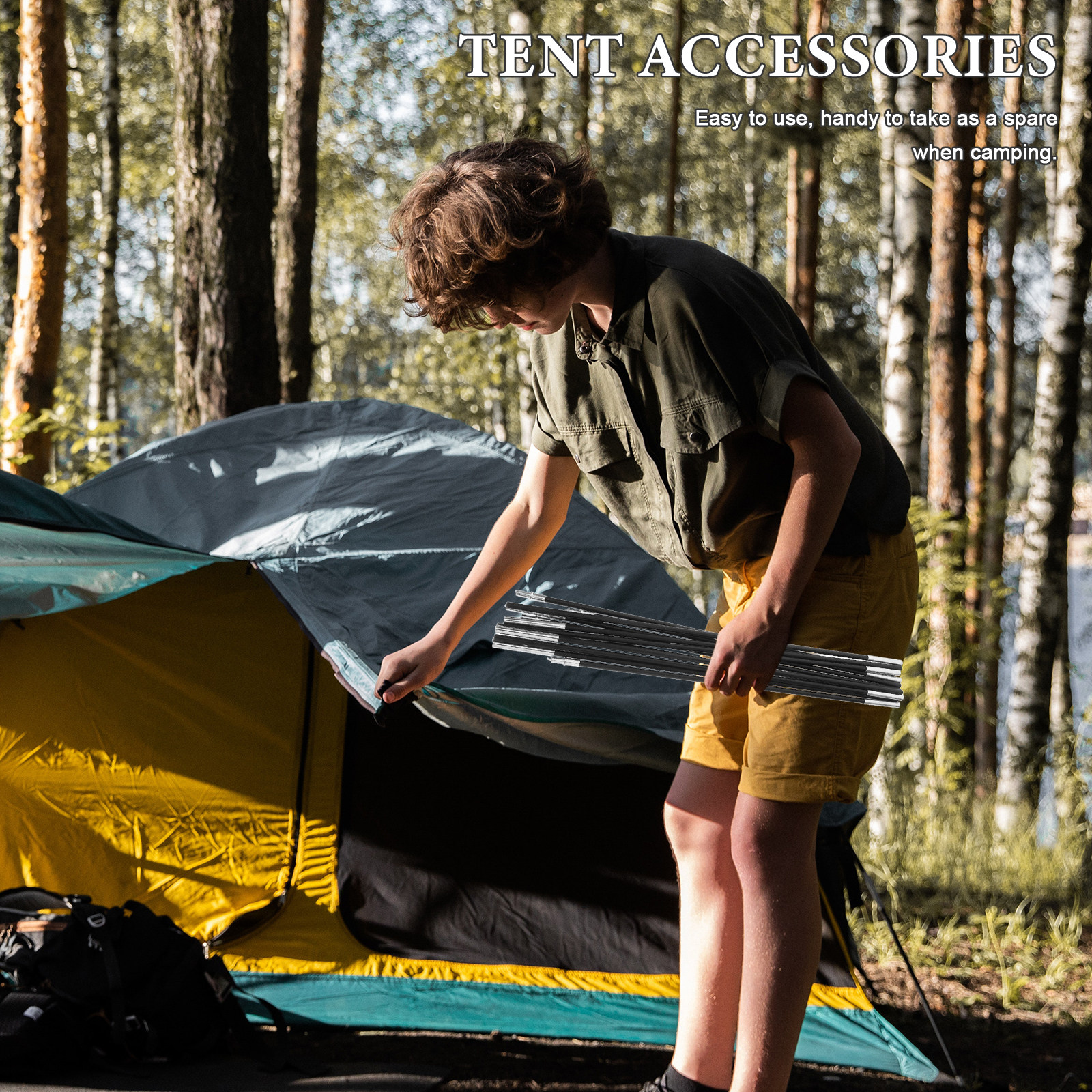 2Pcs Tent Pole Kit Replacement - Outdoor Adventure Backpack ulasan dan harga
