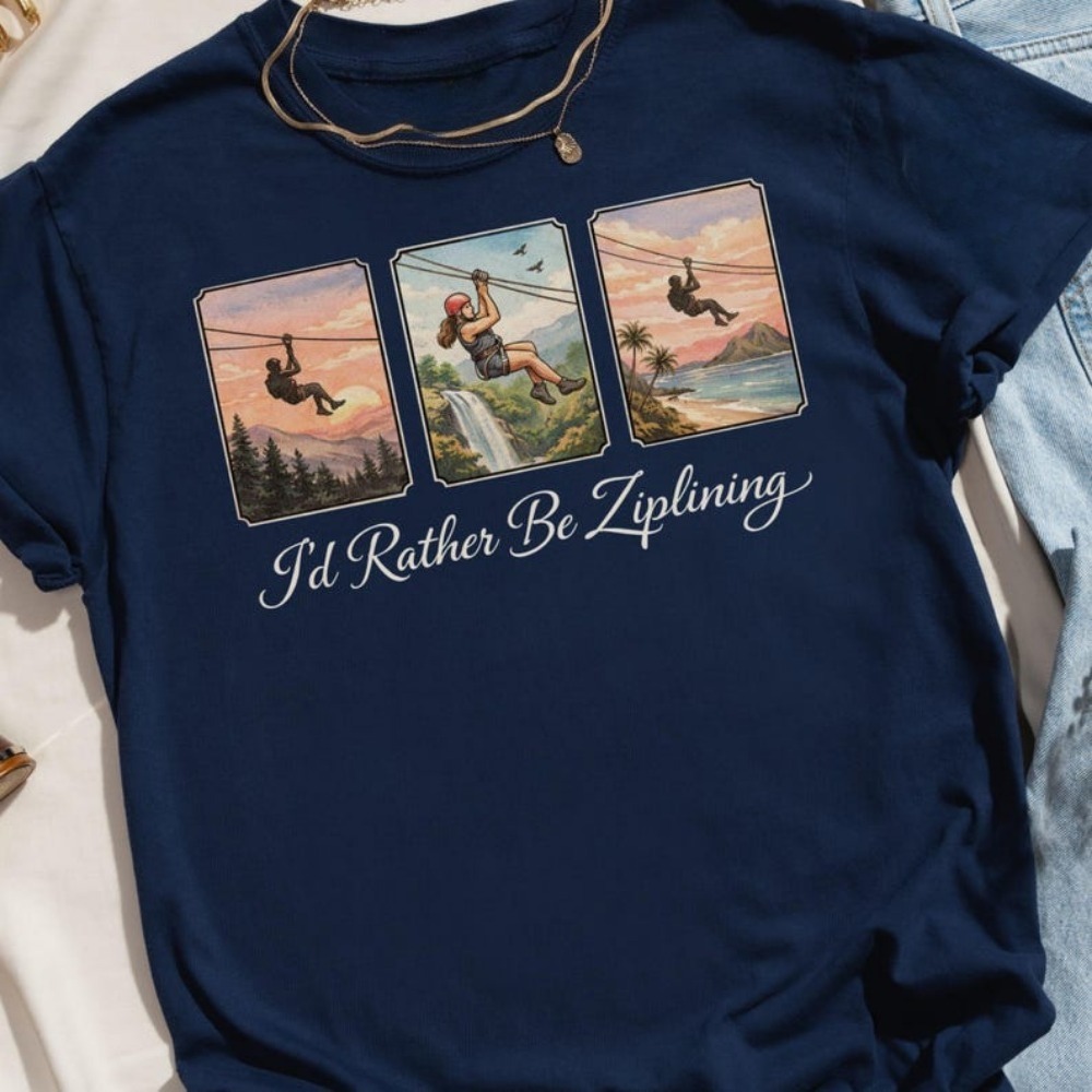 I'd Rather Be Ziplining T-Shir - Outdoor Adventure Zipline ulasan dan harga