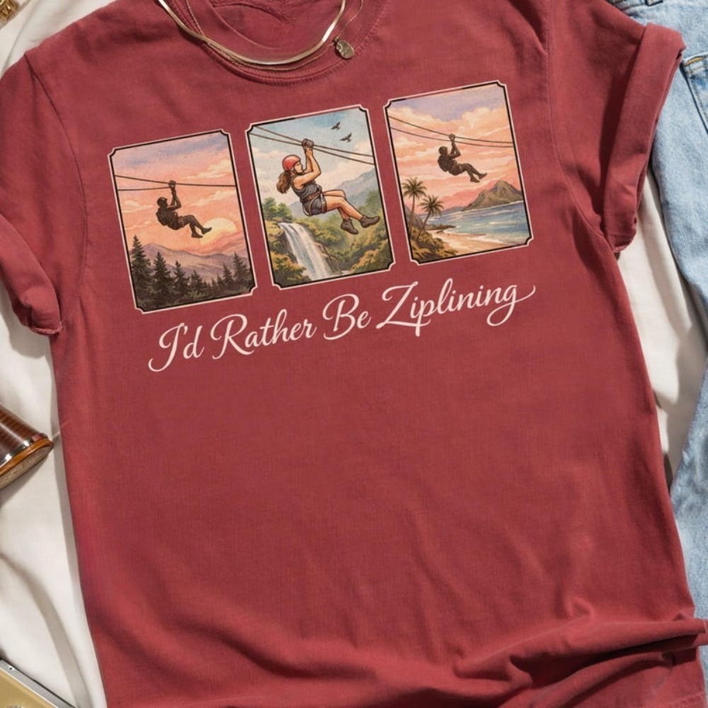 I'd Rather Be Ziplining T-Shir - Outdoor Adventure Zipline ulasan dan harga