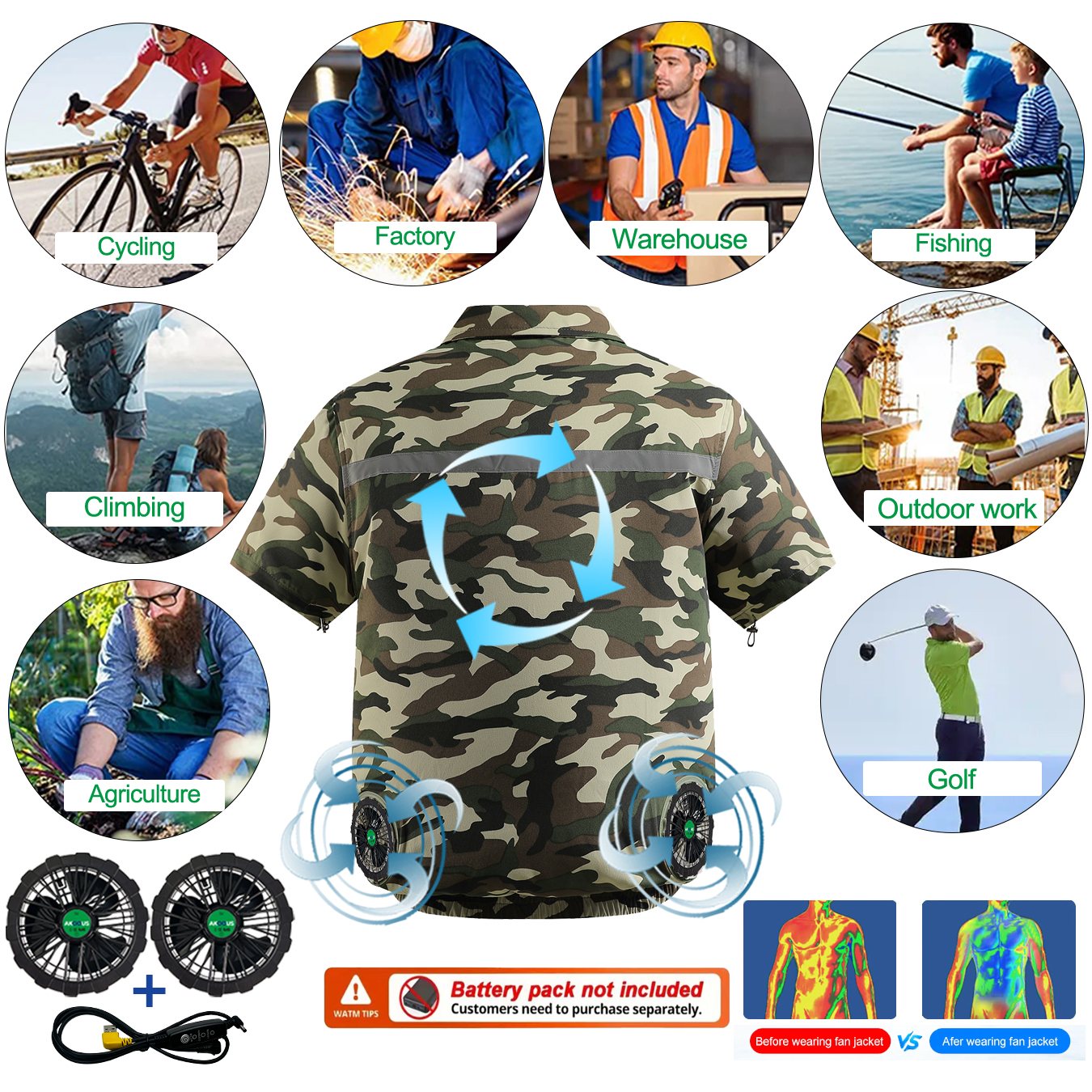 Summer USB 12V/5V Air Conditio - Outdoor Adventure Vest ulasan dan harga