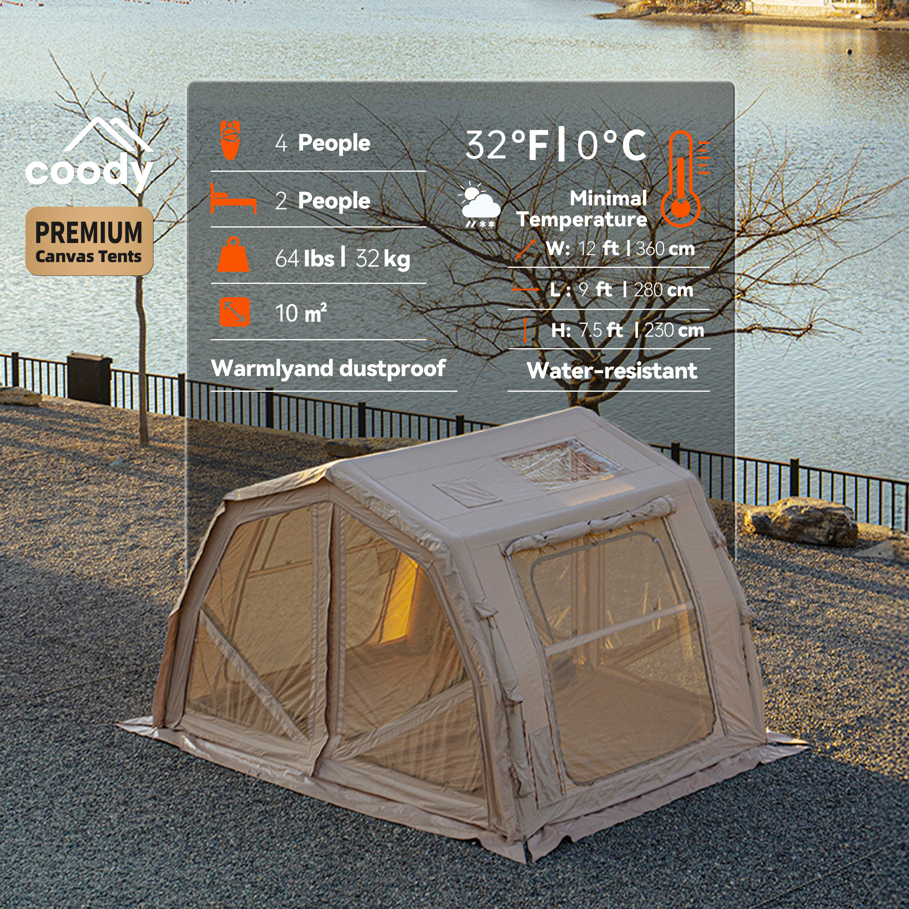 10.0 Pro Air Tent-Beige Durabl - Outdoor Adventure U Of U ulasan dan harga